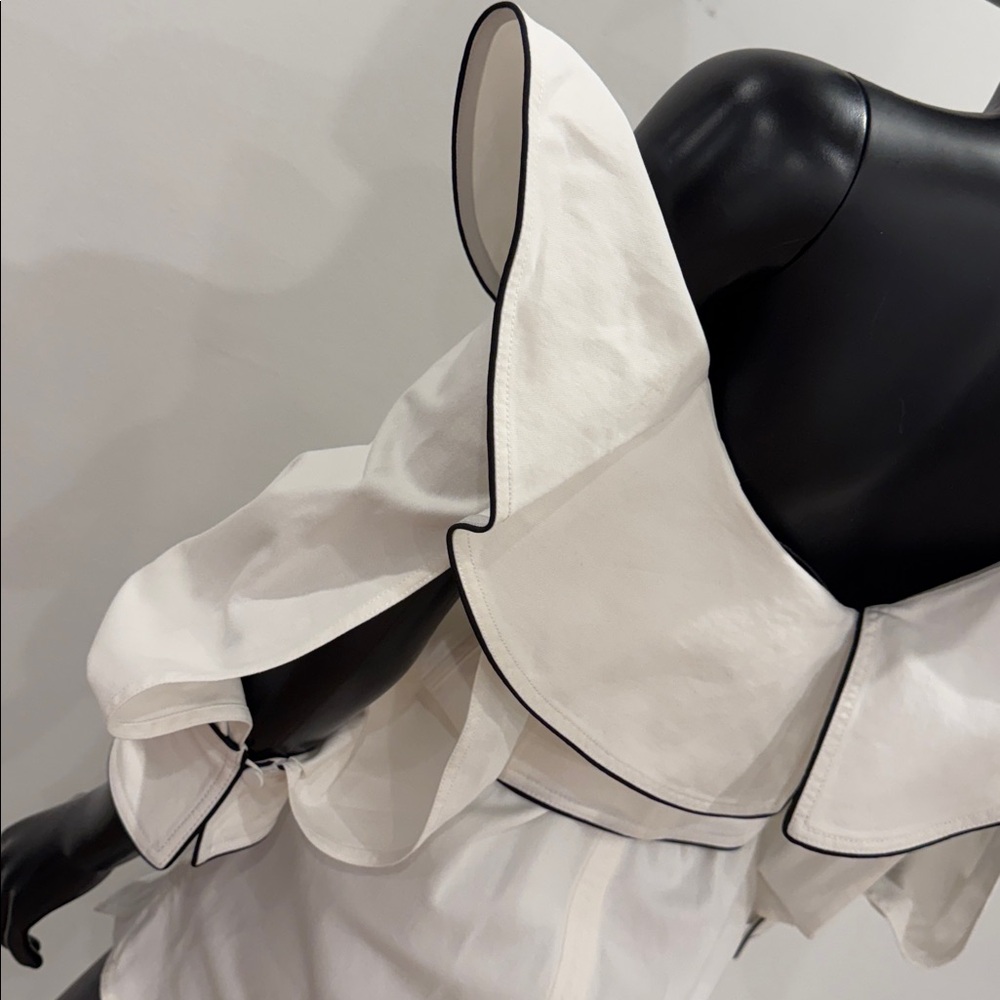 Self Portrit Elegant White Women's Dress with Black Trim size 6 US - Picture 14 of 16